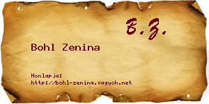 Bohl Zenina névjegykártya